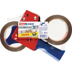 TESA 57108 - tesapack® Handabroller Extra Strong + 2x PVC Klebeband 66 m x 50