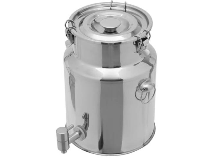 edelstahl kanister 28l mit hahn olivenöl milk can with lid edelstahl-milchkanne mit deckel transportkanne mit spannverschluss und gummidichtung,capacity-28Liters