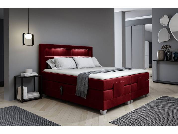 Fun Möbel Boxspringbett Schlafzimmerbett DAVIDE Elektrisch in Stoff Fresh (inkl. Topper), Matratzen elektrisch verstellbar