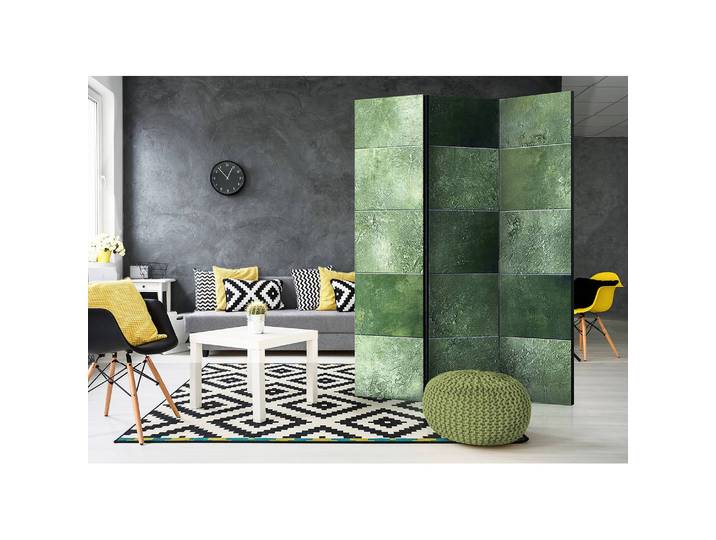 Paravent Green Puzzle Fleece Grün 135 x 172 x 3cm 3-teilig