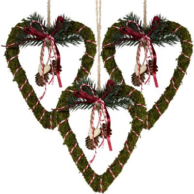 Dekohänger CREATIV HOME "Weihnachtsdeko", grün, B:15cm H:20cm, Kunststoff, Dekohänger, in Herzform, aus Deko-Tannenzweigen, Höhe ca. 20 cm