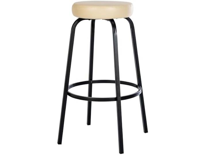 CLP Barhocker gepolstert ohne Lehne Kamari, Barstuhl mit Bezug aus Kunstleder oder Samt, Tresenhocker mit Metallgestell, Farbe: Creme, Material: Kunstleder