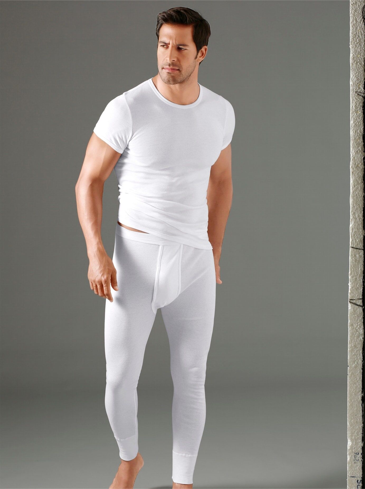 Lange Unterhose KINGS CLUB, Herren, Gr. 9, 2 Stk., Feinripp, weiss (weiß), 100% Baumwolle, Unterhosen Lange Unterhose weiß 9, 2 Stk., Feinripp