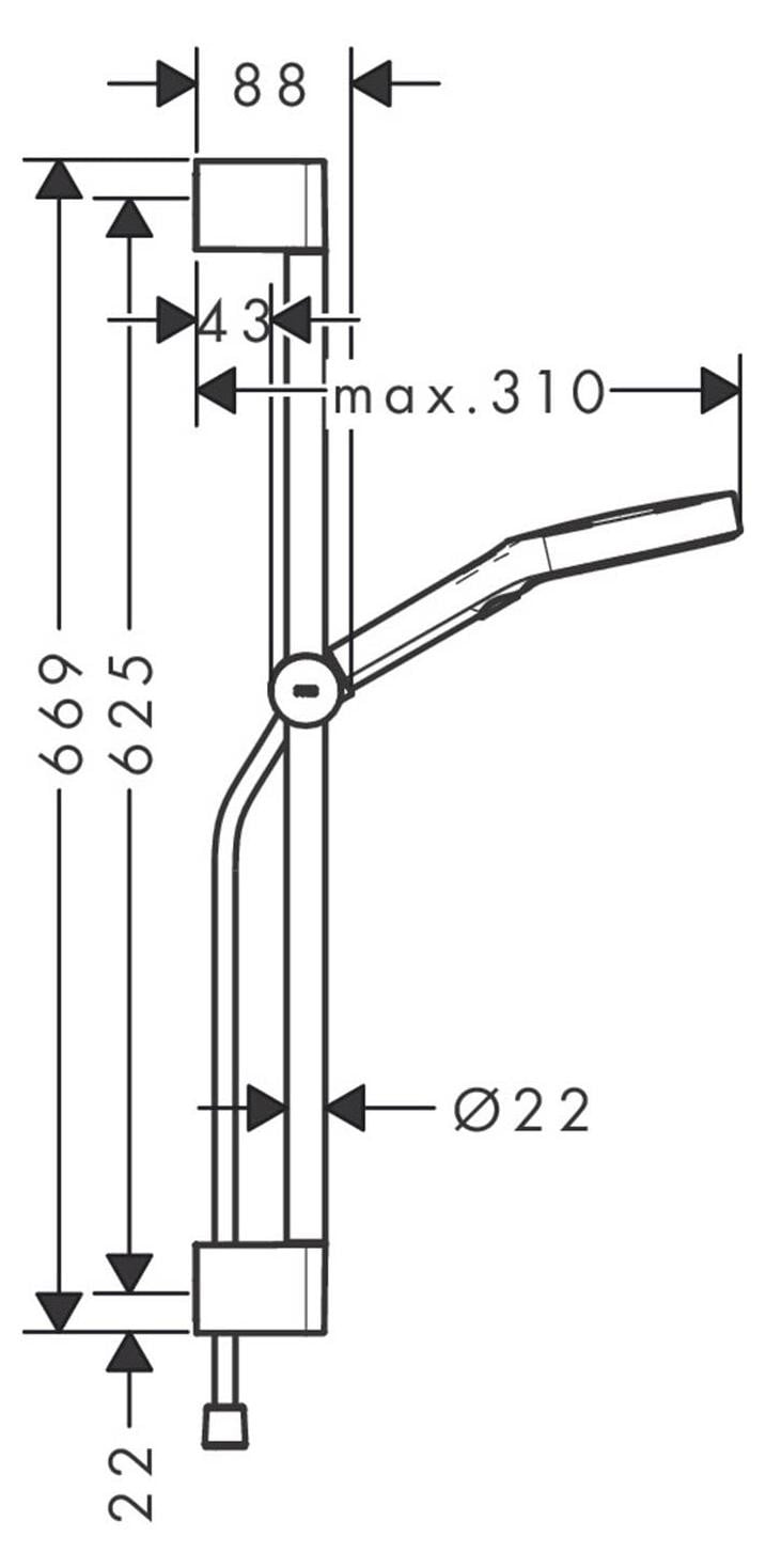 Hansgrohe Doucheset Rainfinity 130, 3 stralen, Unica S, Puro 650mm, pushbediening, matwit