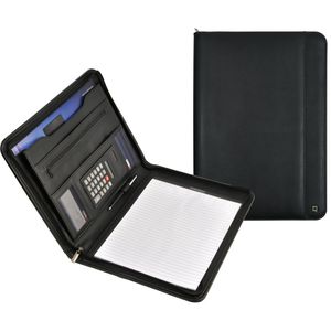 DESQ Schreibmappe 3685 Business Classy, schwarz, Kunstleder, mit Reißverschluss, Tabletfach bis 13 Zoll & Schreibblock, A4