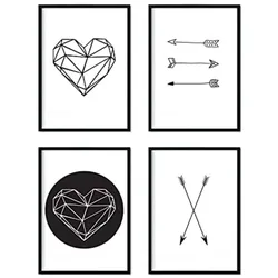POSTER Set mit 4 geometrischen Formen A4 Schwarzer Rahmen