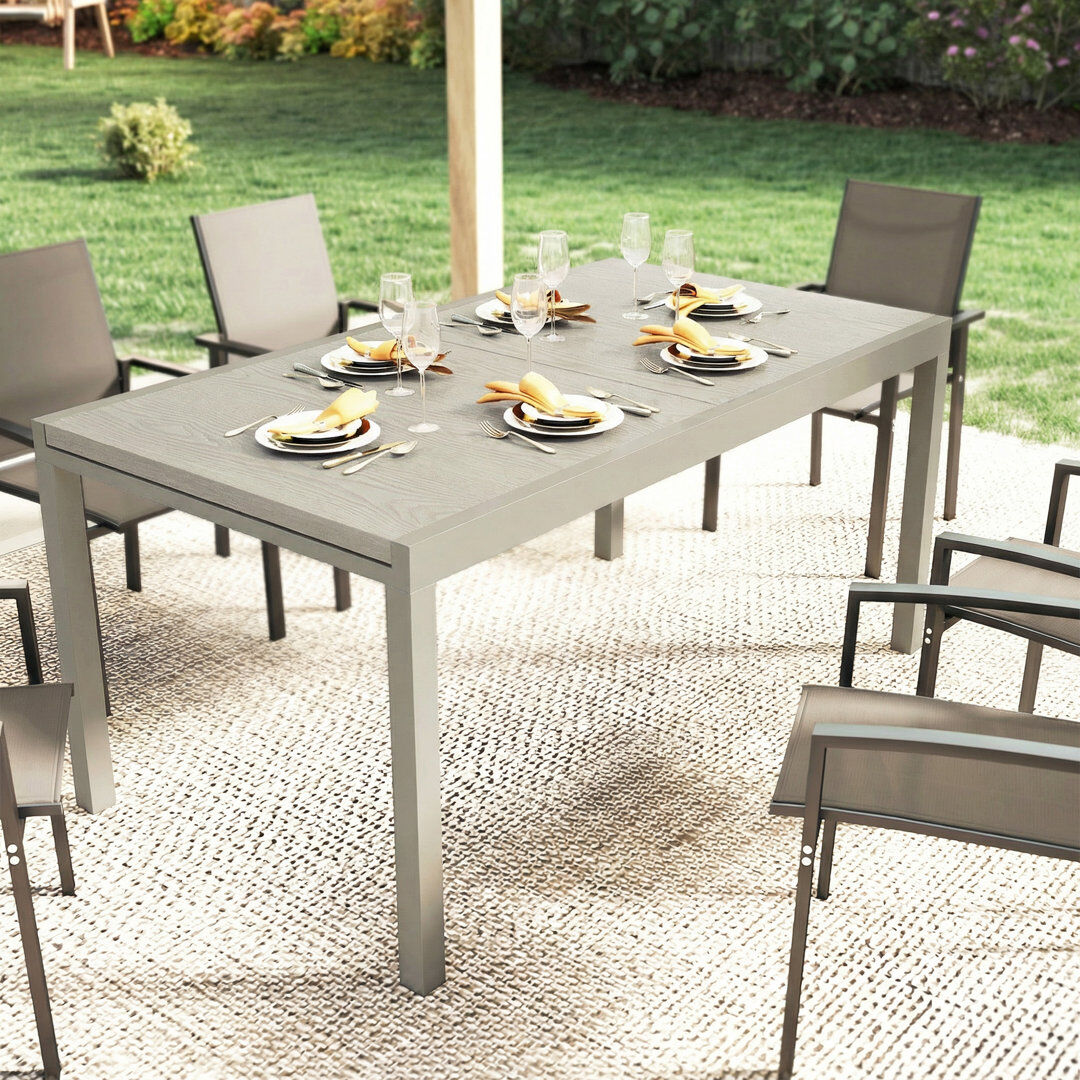 17 Stories Outsunny Extending Garden Table for 8-10 154/214 x 85 x 75 cm Light Grey Grey