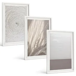 BILDER SET 3er Set - 40x60 cm Weißer Rahmen - Natürliche Boho-Texturen