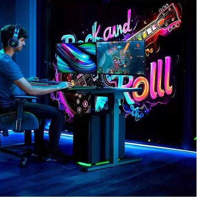 Inspire Select Neon Rock Guitar Tapestry Electric Music Wall Hanging For Cool Bar & Bedroom Decor 2.5 X 1.9 Ft