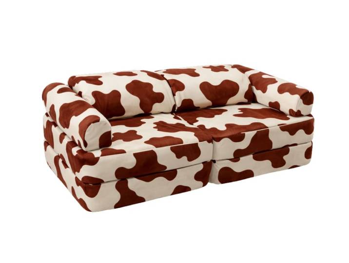 Canapé enfant modulable 120 cm en mousse, motif vache