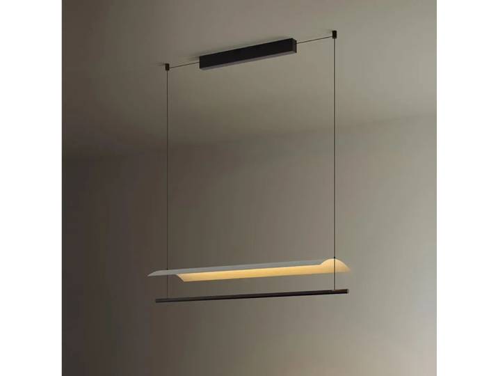 Lampe suspendue en carrelage de Restaurant scandinave nordique, abat-jour moderne de styliste, lampe plate minimaliste, Long lustre de bureau
