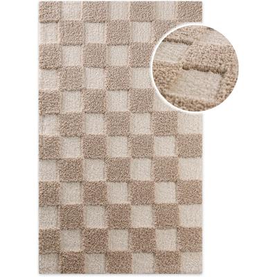 Badematte WECON HOME "Bobbi", beige, H:25mm, Polyester, Badematten, Badematte, Badteppich, Schachbrett-Design, weich, rutschhemmend, waschbar