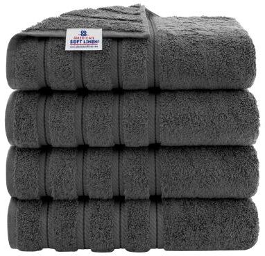 American Soft Linen 100% Cotton Turkish Bath Towels Large, 4 Pack Luxury Hotel Spa Quality Turkish Bath Towels Bathroom Sets