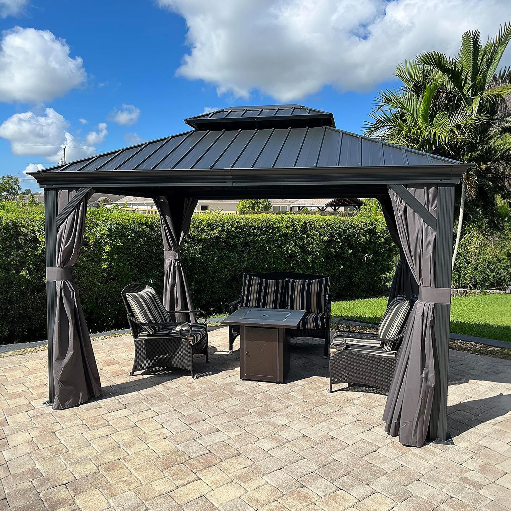 PURPLE LEAF Hardtop Pavillon 3x3.65m wasserdicht winterfest und stabil für den Garten,grau