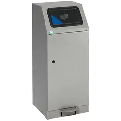 PROREGAL Selbstlöschender Wertstoffsammler + Fußpedale | 78 Liter, HxBxT 100,5x40,5x47,5cm | Verzinkter Stahl | Grau | Mülleimer Abfalleimer Müllkorb