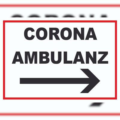 HB-Druck Corona Ambulanz Pfeil rechts Schild A3 (297x420mm)