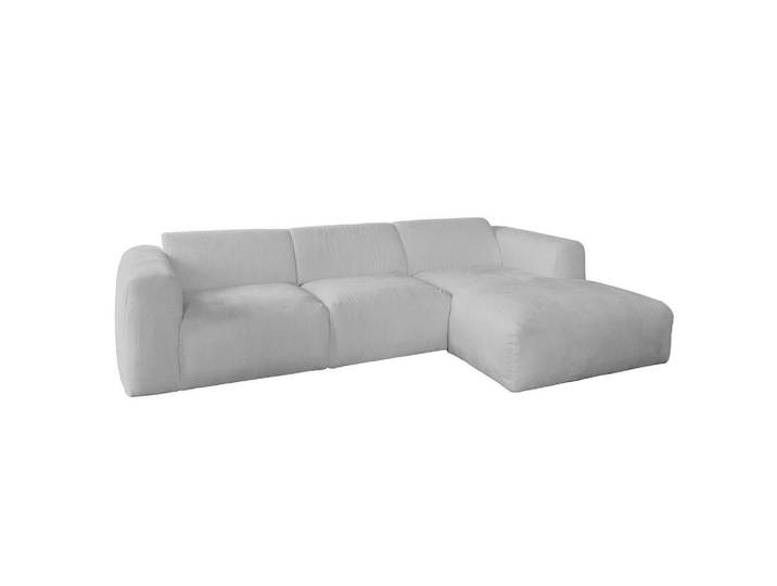 Kawola Ecksofa Valar Silber Webstoff, Silberfarben, Füllung: Kaltschaum, Ottomane rechts, L-Form, 280x165 cm, Wohnzimmer, Sofas & Couches, Wohnlandschaften, Ecksofas