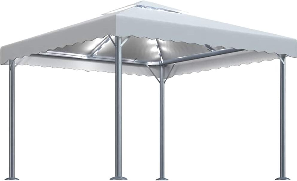 vidaXL Tonnelle avec guirlande lumineuse LED 300x300cm Crème Aluminium
