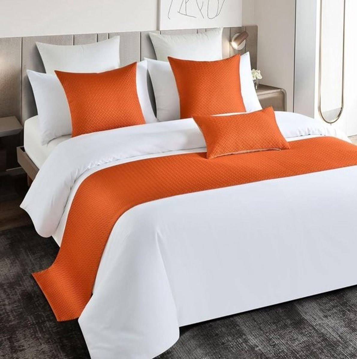 Oranje Bedloper - Zachte en comfortabele bed runner voor in de slaapkamer - 50 x 50 cm