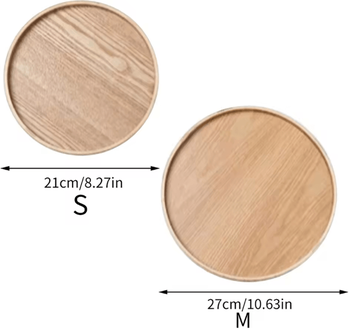 Inspire Essentials Round Wooden Serving Tray For Home And Kitchen f