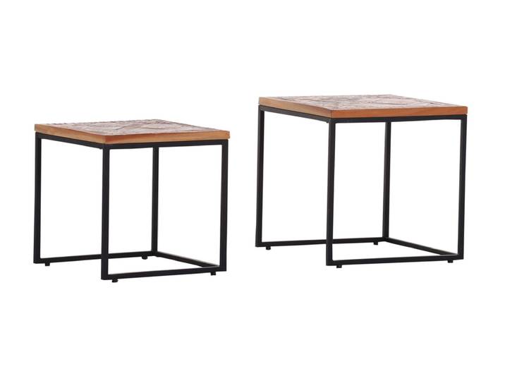 INTERhome Beistelltisch SIESTA 2er Set Recycled Altholz/Metall