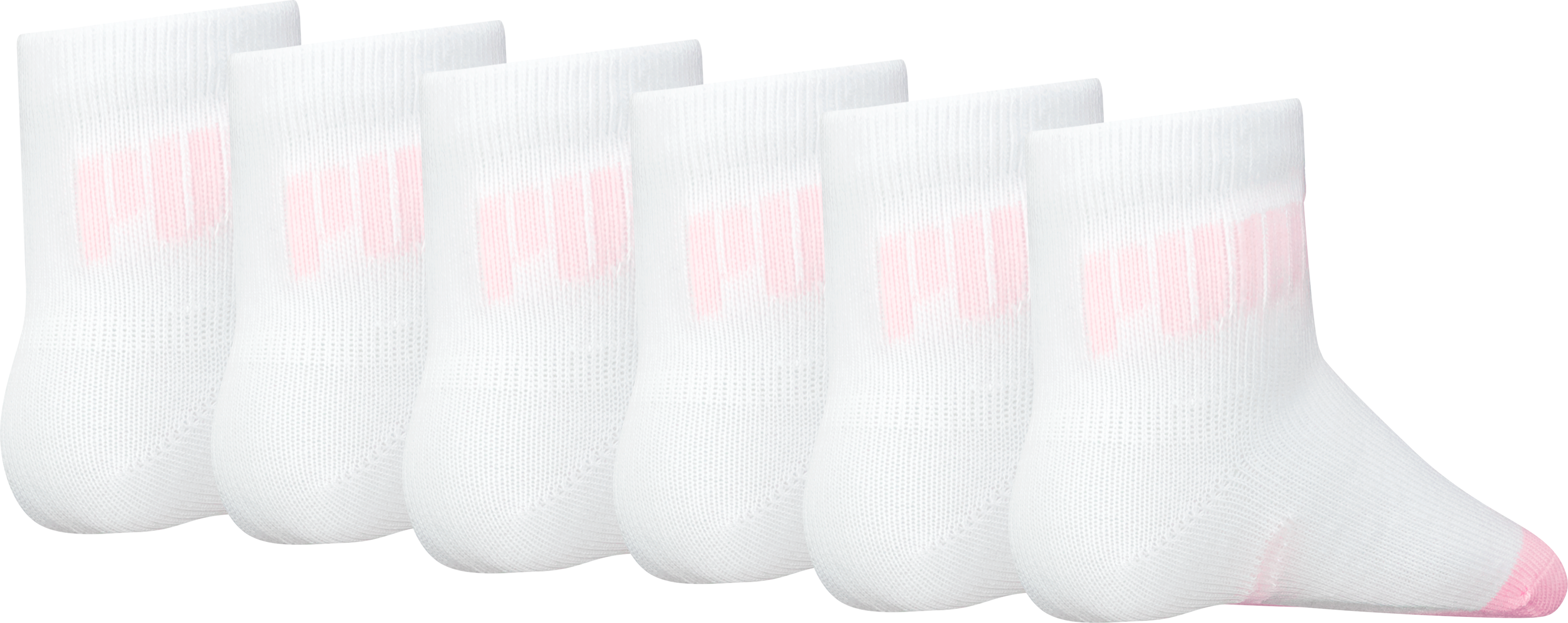 Socken PUMA "PUMA BABY MINI CATS SOCK 6P ECOM", Damen, Gr. 27-30, Sockengrösse, pink (weiß, pink), Baumwollmischung, unifarben mit Farbeinsatz, normal, Socken Socken, Logo weiß, pink 27-30, Sockengrösse