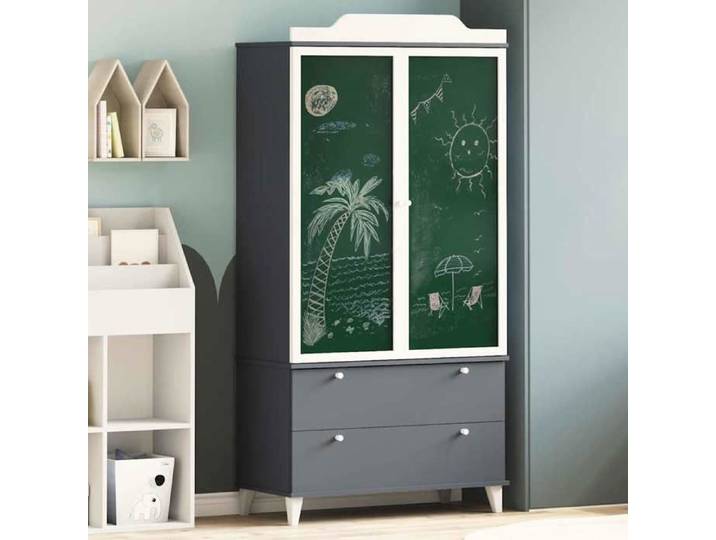 (Vente chaude)Suport vêtements 1 PC - SWEETY - Armoire Penderie moderne - Tableau Noir ROROS Gris et blanc 90x45x180cm 526944
