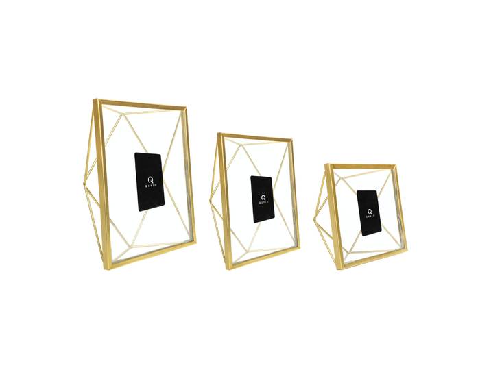 QUVIO Fotolijstjes - Hexagon - Set van 3 - Goud