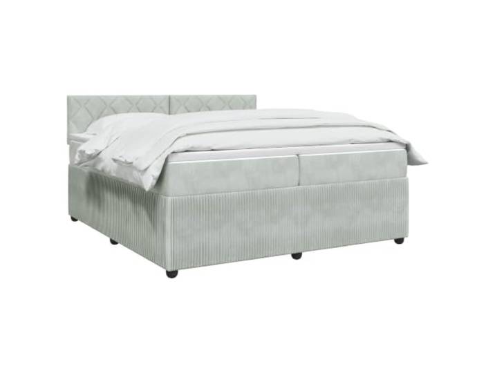 vidaXL Boxspringbett mit Matratze Hellgrau 200 x 200 cm Samt Passe die Beleuchtung an