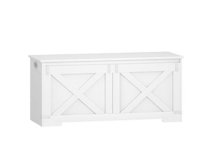 Banc de Rangement 109 cm Coffre de Rangement Blanc