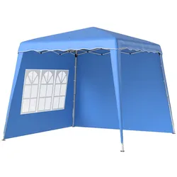Outsunny 2,4 x 2,4 m Pop-up-Pavillon mit 2 Seitenwänden und Tragetasche, höhenverstellbar, UV50+ Partyzelt Veranstaltungszelt für Garten, Terrasse, Blau