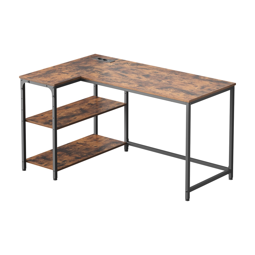VASAGLE Schreibtisch mit Stauraum, L-Form Computertisch, höhenverstellbare Ablage LWDB35132KD01