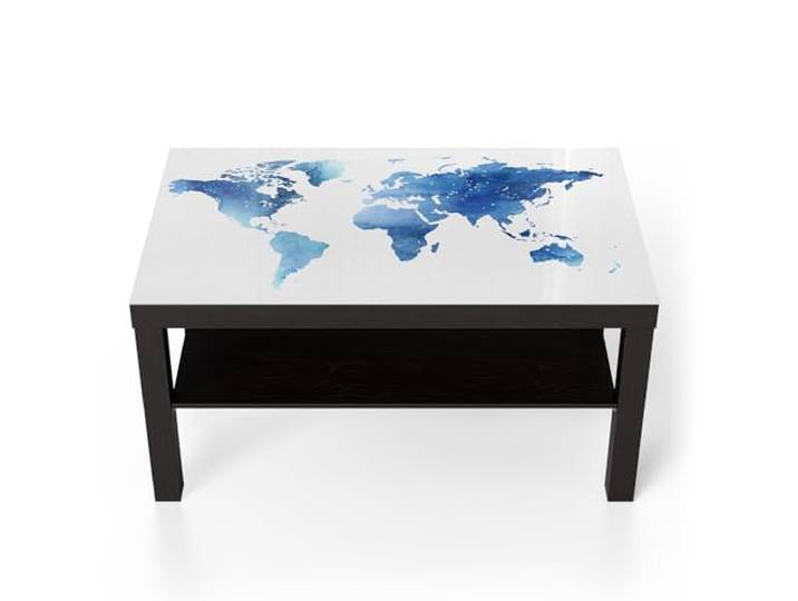 DEQORI Glastisch schwarz groß 90x50 cm Motiv Blauer Planet ausgefallener Beistelltisch aus Glas Hochglanz Couchtisch fürs Wohnzimmer moderner Couch Tisch mit Design
