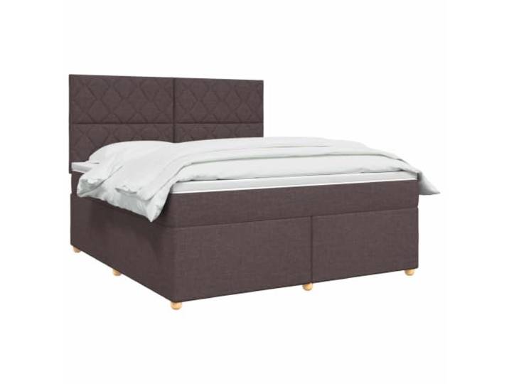 vidaXL Boxspringbett mit Matratze Dunkelbraun 140 x 190 cm Stoff Bietet perfekt ausgewogene Unterstützung, Anpassbar an deine Wunschhöhe, Praktische und energiesparende USB-Beleuchtung