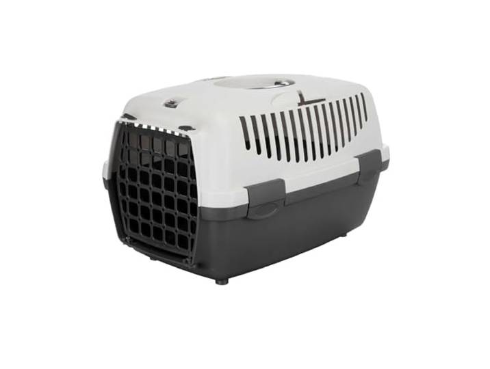 TRIXIE Transportbox Capri 1 – Transportbox für Hunde & Katzen – mit Tragegriff – leichtes Reinsetzen – dunkelgrau/hellgrau – 32 × 31 × 48 cm