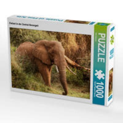 CALVENDO Puzzle Elefant in der Zentral-Serengeti | 1000 Teile Lege-Größe 64x48cm Foto-Puzzle für glückliche Stunden