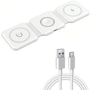 Inspire Daily Merch Magnetic Wireless Charger Pad Stand Fast Charging Dock Station Watch Airpods white