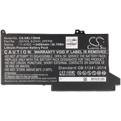 Akku passend für Dell Latitude 12 7280, Latitude 12 7300, ersetzt Typ 0G74G, Lithium-Polymer 11,4V 3400mAh