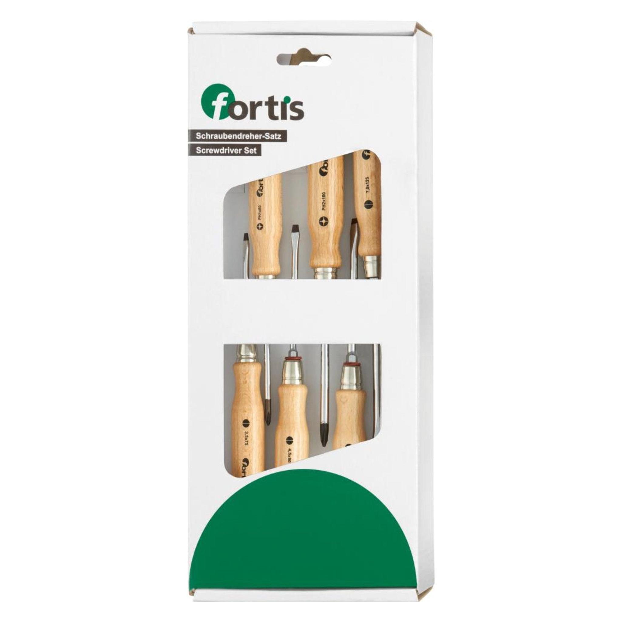 Magni Schraubendreher-Satz 6-teilig Schlitz/PH Holzheft FORTIS (4317784791274)