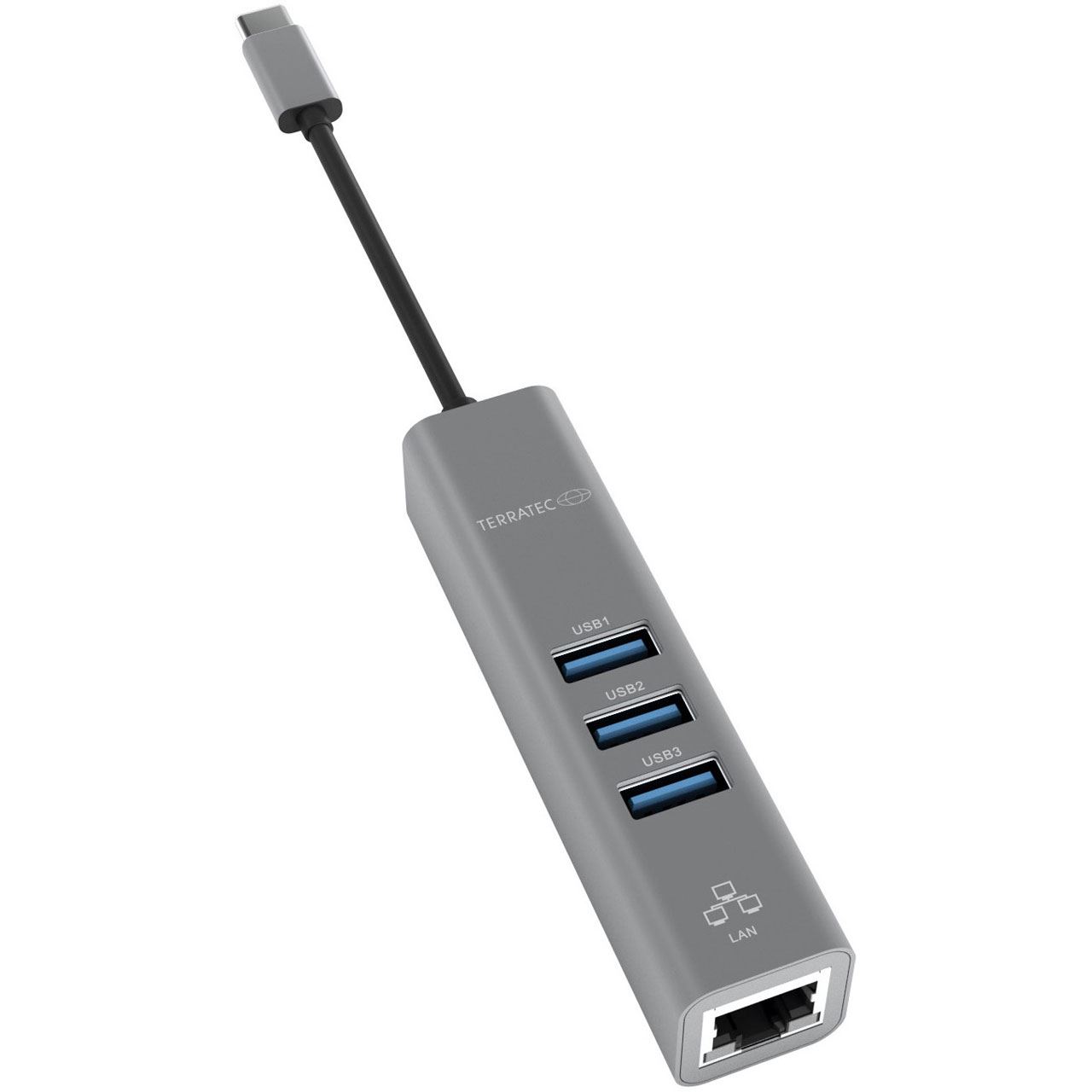 TERRATEC USB Type-C Adapter mit Giga-bit LAN USB 3.0 Hub