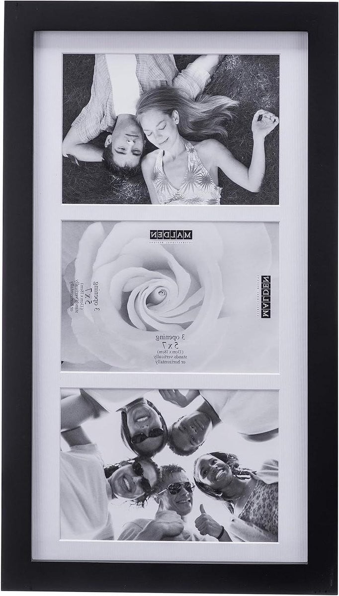 Fotolijst Hout - Collage Frame - Muurdecoratie - Drie Openingen - 13x18 cm - Zwart
