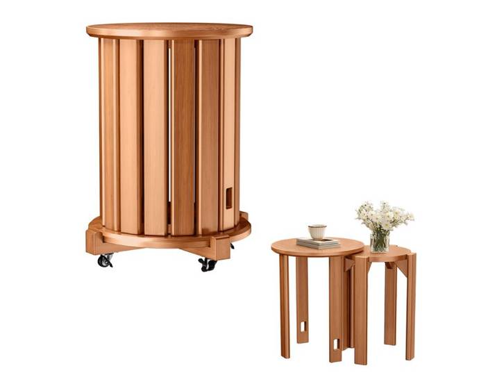 4 PCS Tabourets empilables - WILITTO - Bois massif - Pivotantes à 360° - Gain de Place - 35x 35x44cm