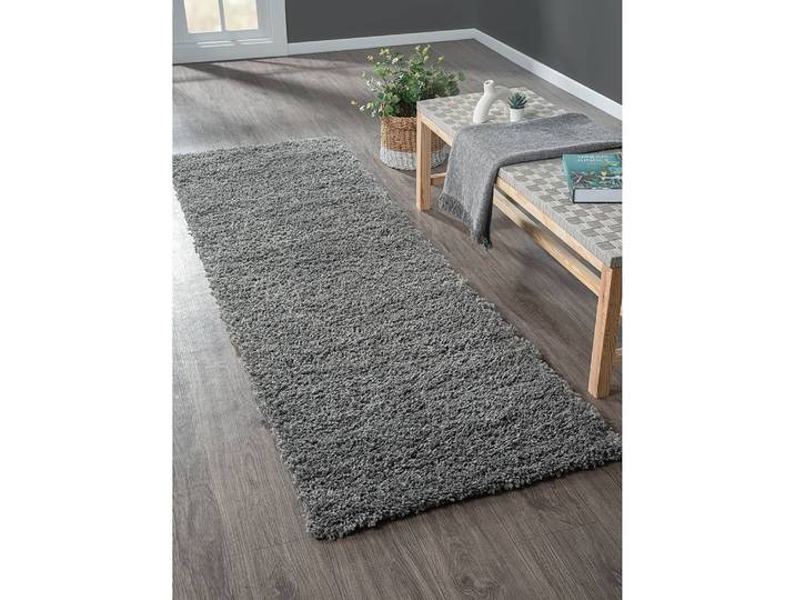 Hochflorteppich 80 x 250cm Grau/Grau