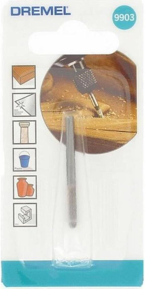 Dremel 9903 Tungsten Carbide Burr met kegelvormige punt voor hout en metaal, Grijs, Diameter: 3,2 mm