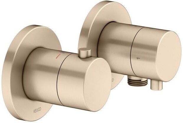 Keuco Edition 400 Brausethermostat 51553031121 bronze gebürstet, für 2 Verbraucher, inklusive Wandanschlußbogen