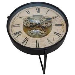 Beistelltisch mit Uhr Ivana Metall Schwarz