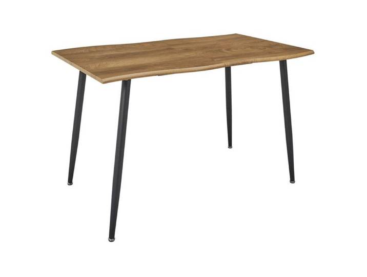 Table de repas allongeable aspect chêne clair pieds métal noir - CAROLIA