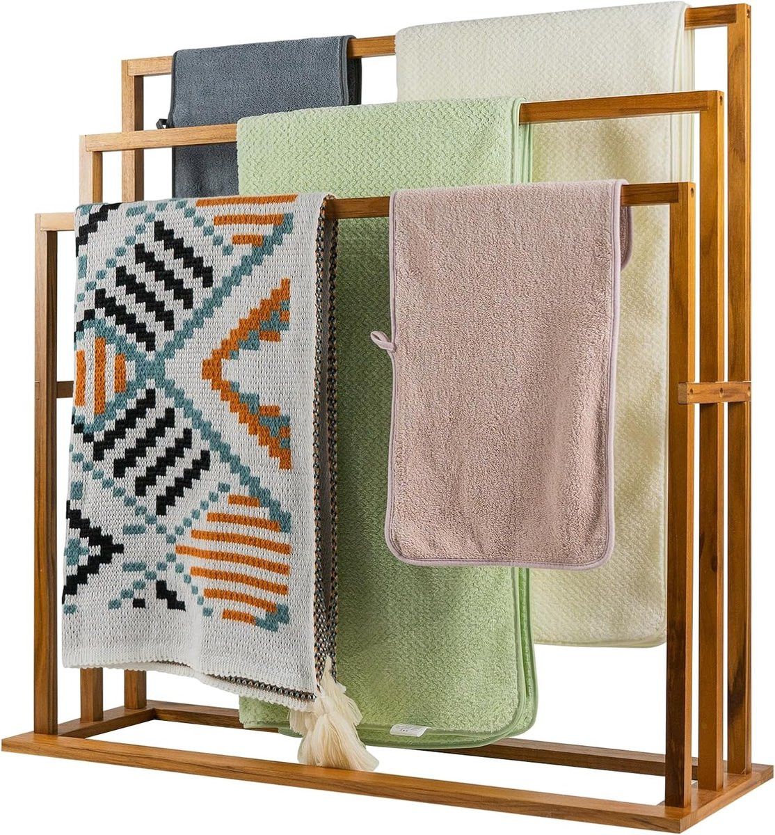 Teakhouten handdoekhouder voor de badkamer