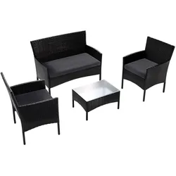 Polyrattan Sitzgruppe Fort Myers - Schwarz, Grau