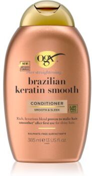 OGX Brazilian Keratin Smooth condicionador alisante para cabelo brilhante e macio 385 ml. Brazilian Keratin Smooth